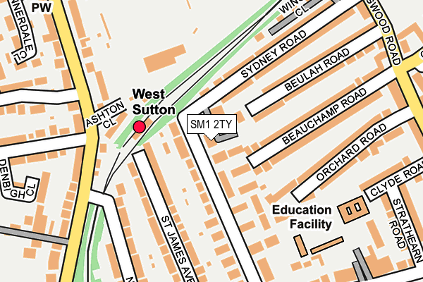 SM1 2TY map - OS OpenMap – Local (Ordnance Survey)