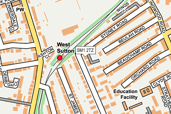 SM1 2TZ map - OS OpenMap – Local (Ordnance Survey)