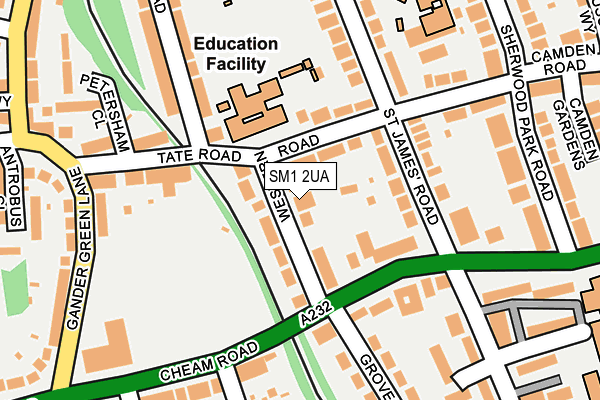 SM1 2UA map - OS OpenMap – Local (Ordnance Survey)