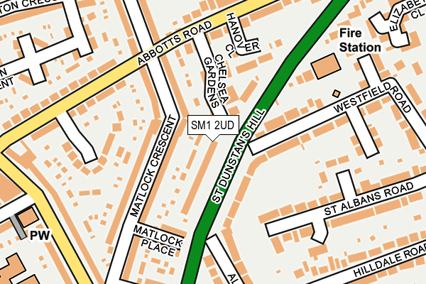 SM1 2UD map - OS OpenMap – Local (Ordnance Survey)