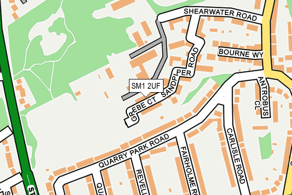 SM1 2UF map - OS OpenMap – Local (Ordnance Survey)