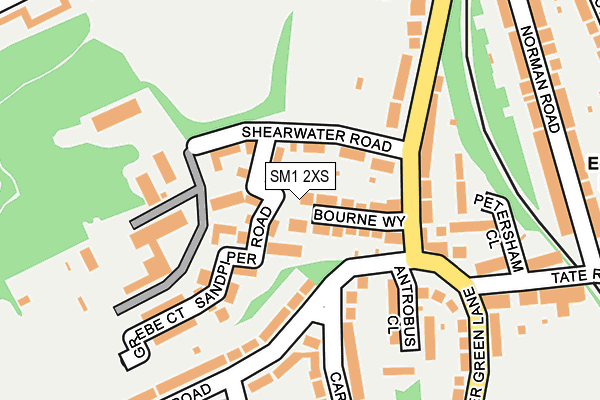SM1 2XS map - OS OpenMap – Local (Ordnance Survey)