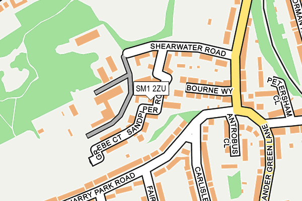 SM1 2ZU map - OS OpenMap – Local (Ordnance Survey)