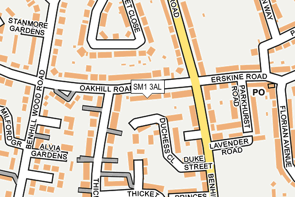 SM1 3AL map - OS OpenMap – Local (Ordnance Survey)