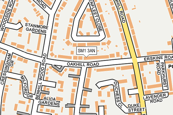 SM1 3AN map - OS OpenMap – Local (Ordnance Survey)