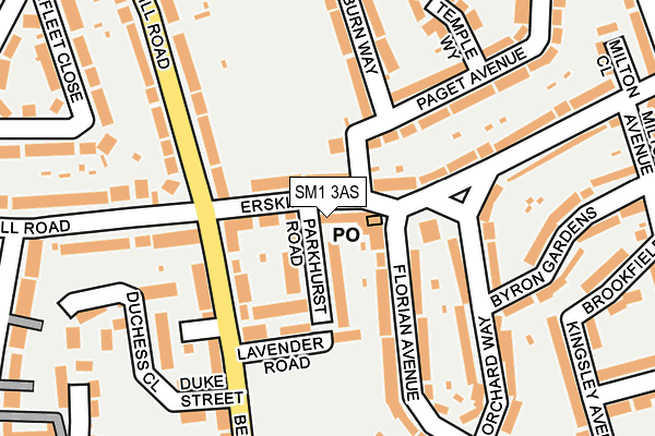 SM1 3AS map - OS OpenMap – Local (Ordnance Survey)