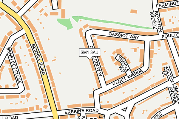 SM1 3AU map - OS OpenMap – Local (Ordnance Survey)