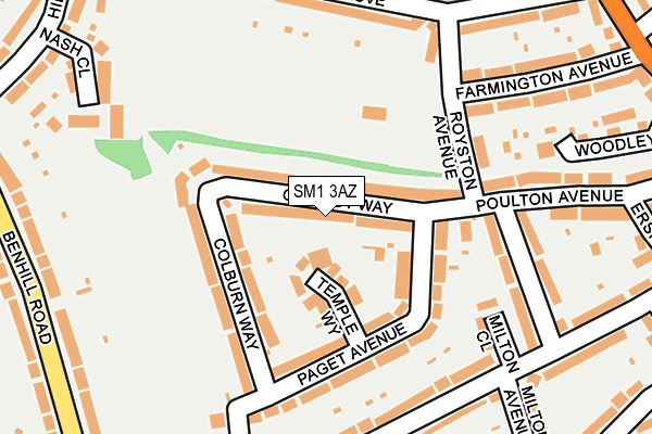 SM1 3AZ map - OS OpenMap – Local (Ordnance Survey)