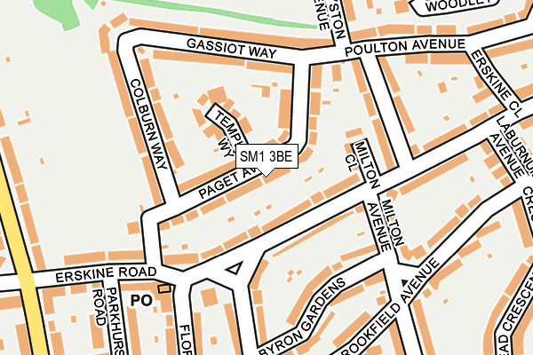 SM1 3BE map - OS OpenMap – Local (Ordnance Survey)