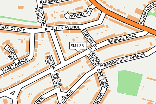 SM1 3BJ map - OS OpenMap – Local (Ordnance Survey)