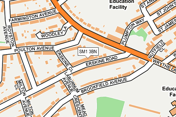 SM1 3BN map - OS OpenMap – Local (Ordnance Survey)