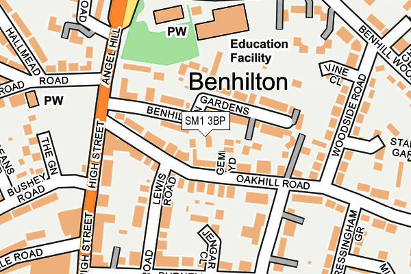 SM1 3BP map - OS OpenMap – Local (Ordnance Survey)