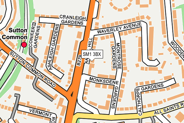 SM1 3BX map - OS OpenMap – Local (Ordnance Survey)