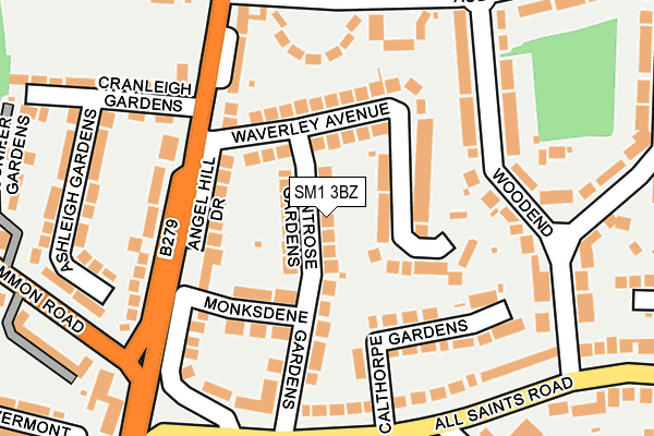 SM1 3BZ map - OS OpenMap – Local (Ordnance Survey)