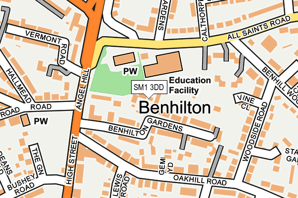 SM1 3DD map - OS OpenMap – Local (Ordnance Survey)