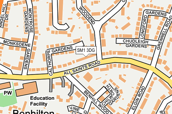 SM1 3DG map - OS OpenMap – Local (Ordnance Survey)