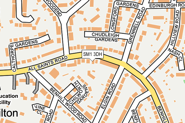 SM1 3DH map - OS OpenMap – Local (Ordnance Survey)