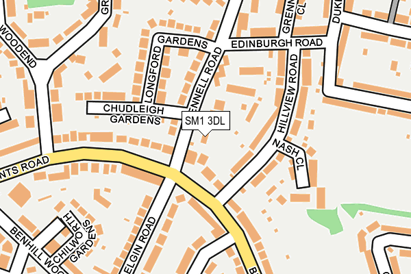 SM1 3DL map - OS OpenMap – Local (Ordnance Survey)