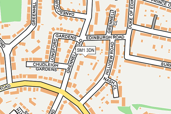 SM1 3DN map - OS OpenMap – Local (Ordnance Survey)