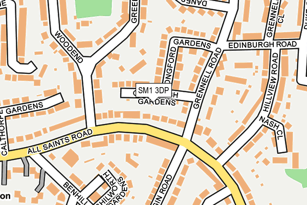 SM1 3DP map - OS OpenMap – Local (Ordnance Survey)