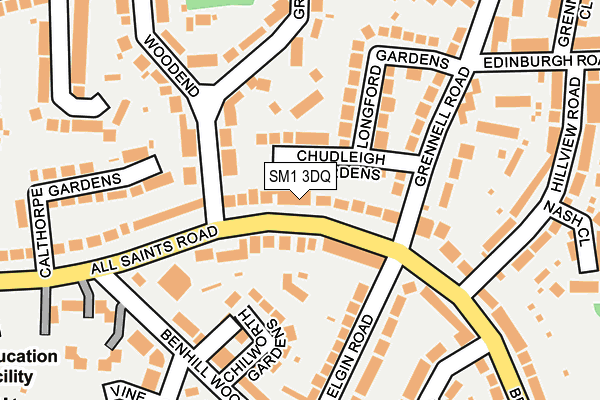 SM1 3DQ map - OS OpenMap – Local (Ordnance Survey)