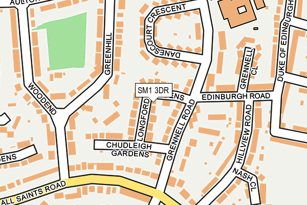 SM1 3DR map - OS OpenMap – Local (Ordnance Survey)