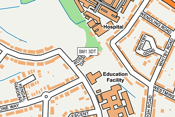 SM1 3DT map - OS OpenMap – Local (Ordnance Survey)