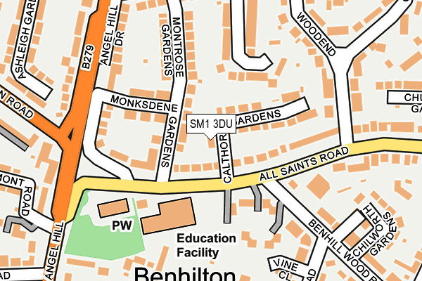 SM1 3DU map - OS OpenMap – Local (Ordnance Survey)