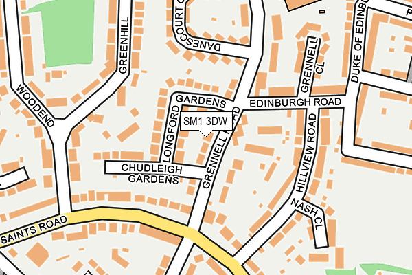 SM1 3DW map - OS OpenMap – Local (Ordnance Survey)