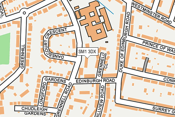 SM1 3DX map - OS OpenMap – Local (Ordnance Survey)