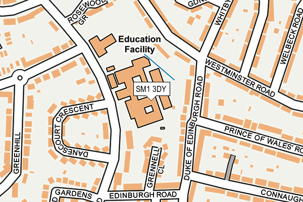 SM1 3DY map - OS OpenMap – Local (Ordnance Survey)