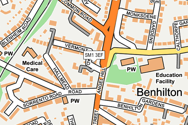 SM1 3EF map - OS OpenMap – Local (Ordnance Survey)