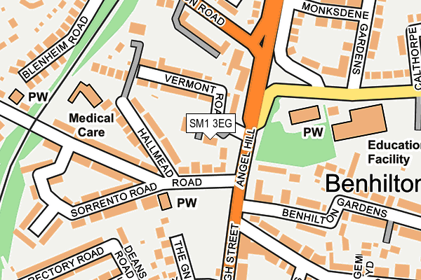 SM1 3EG map - OS OpenMap – Local (Ordnance Survey)