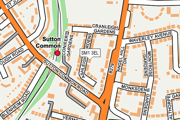 SM1 3EL map - OS OpenMap – Local (Ordnance Survey)