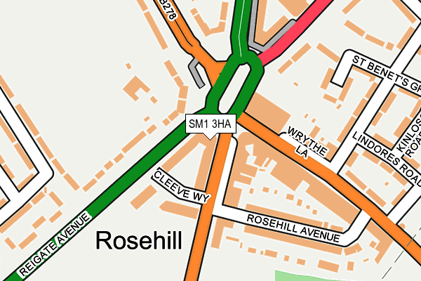 SM1 3HA map - OS OpenMap – Local (Ordnance Survey)