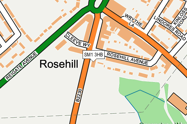 SM1 3HB map - OS OpenMap – Local (Ordnance Survey)