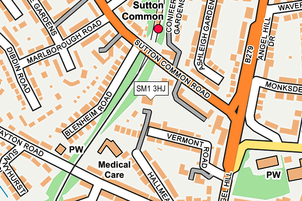 SM1 3HJ map - OS OpenMap – Local (Ordnance Survey)