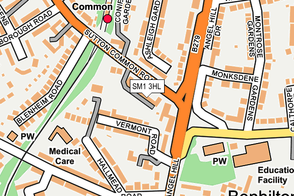 SM1 3HL map - OS OpenMap – Local (Ordnance Survey)