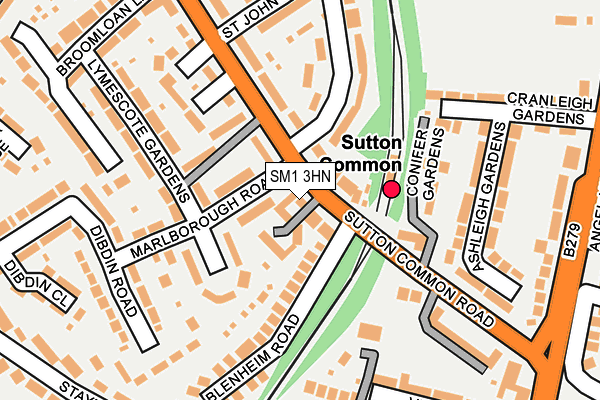 SM1 3HN map - OS OpenMap – Local (Ordnance Survey)