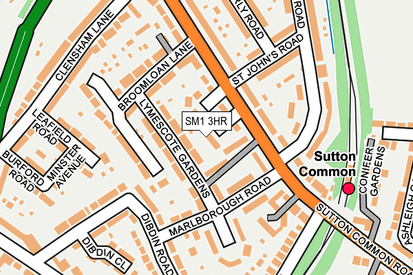 SM1 3HR map - OS OpenMap – Local (Ordnance Survey)