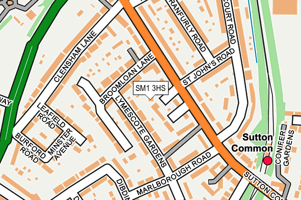 SM1 3HS map - OS OpenMap – Local (Ordnance Survey)