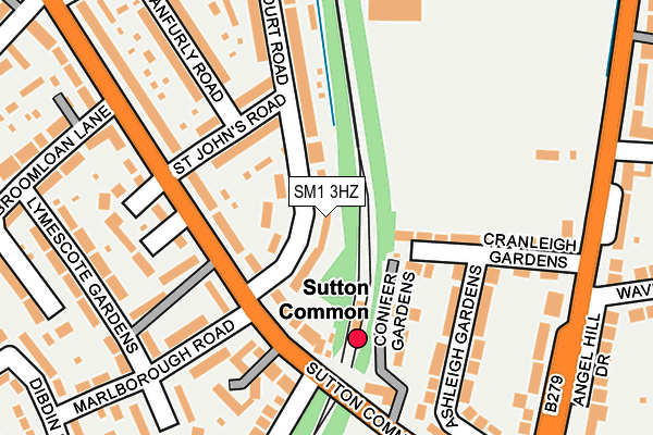 SM1 3HZ map - OS OpenMap – Local (Ordnance Survey)