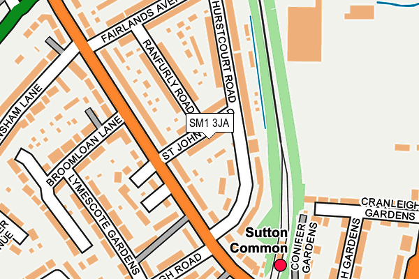SM1 3JA map - OS OpenMap – Local (Ordnance Survey)