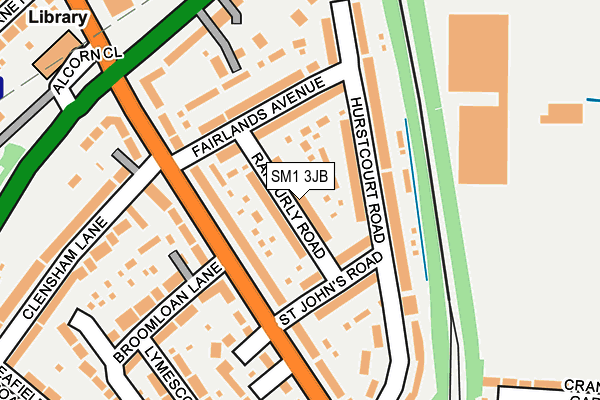 SM1 3JB map - OS OpenMap – Local (Ordnance Survey)