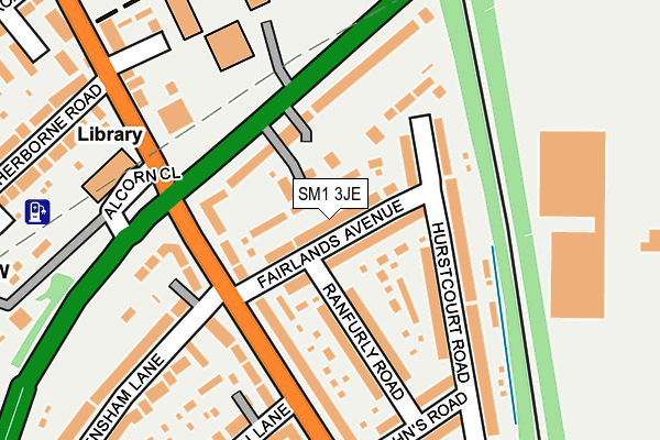 SM1 3JE map - OS OpenMap – Local (Ordnance Survey)