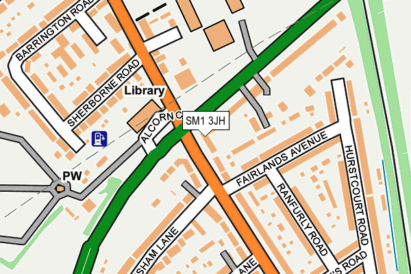 SM1 3JH map - OS OpenMap – Local (Ordnance Survey)