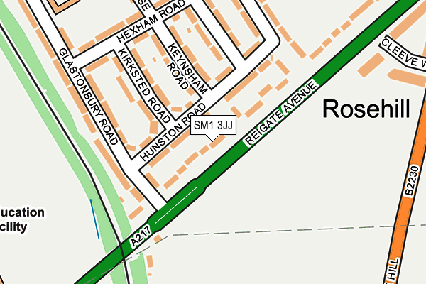 SM1 3JJ map - OS OpenMap – Local (Ordnance Survey)