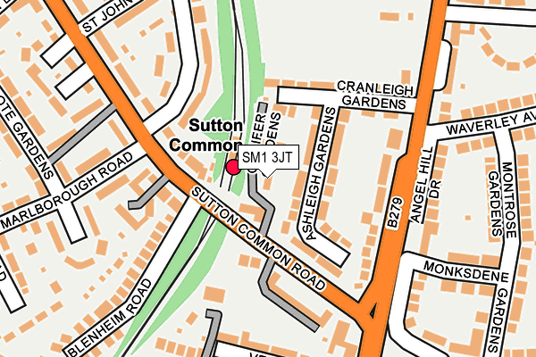 SM1 3JT map - OS OpenMap – Local (Ordnance Survey)