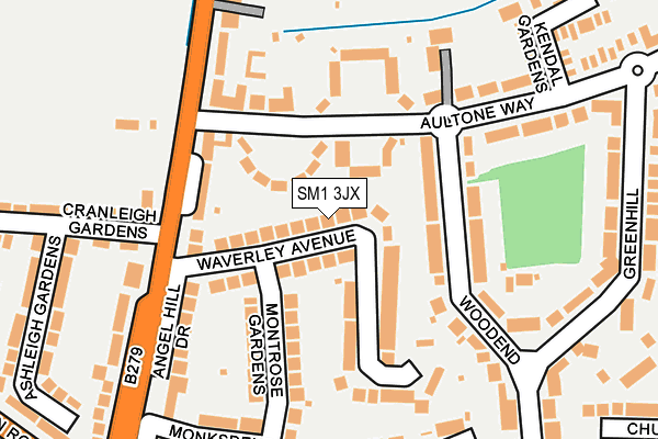 SM1 3JX map - OS OpenMap – Local (Ordnance Survey)