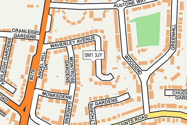 SM1 3JY map - OS OpenMap – Local (Ordnance Survey)